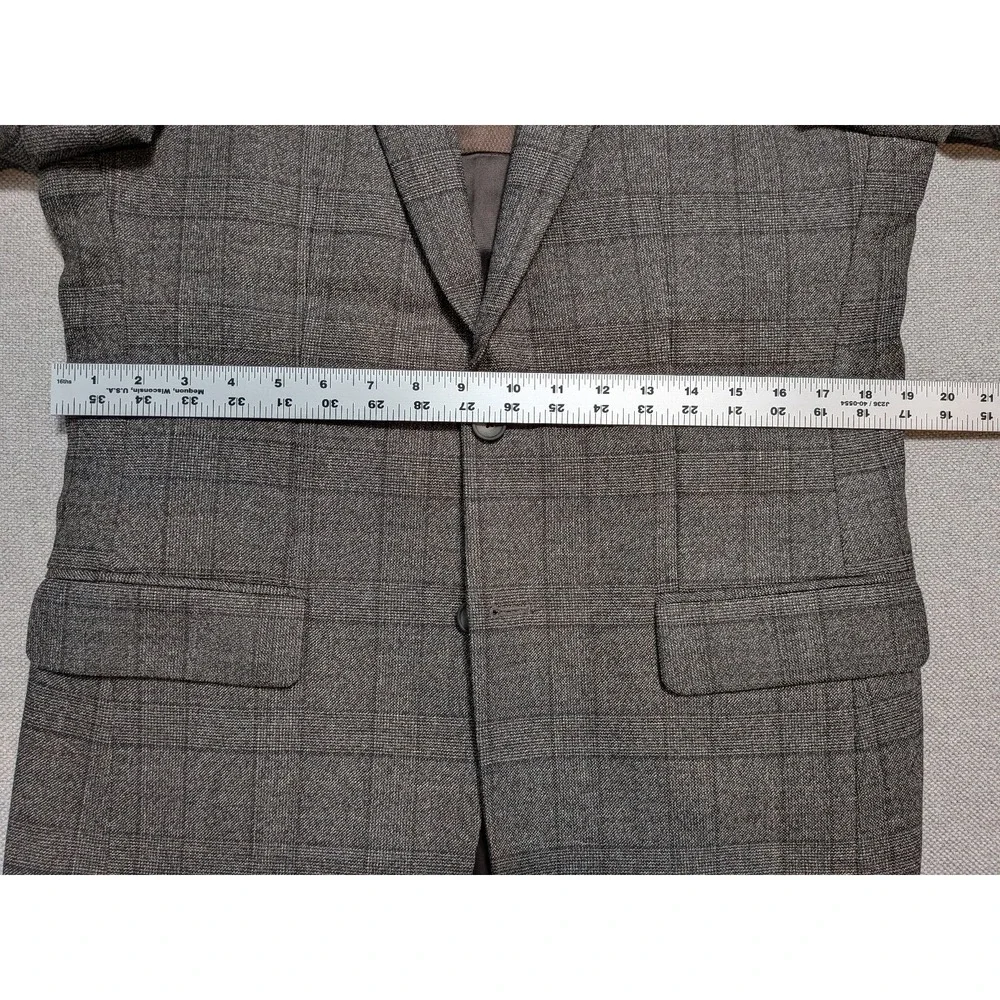 Jos A Bank Traveler Men's Blazer 38R Brown Plaid Slim Fit Cool Motion Jacket